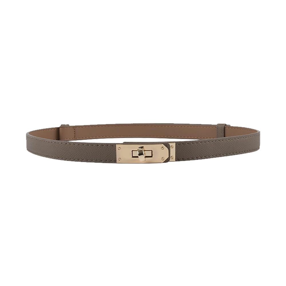 2875 Women's Skinny Leather Belt With Adjustable Golden Turn-lock Buckle